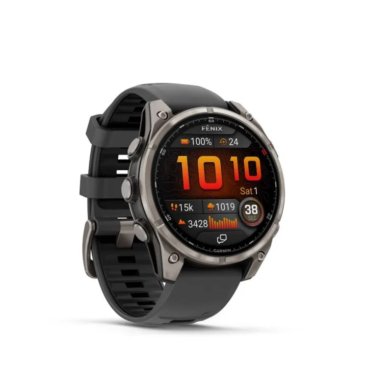 Garmin fēnix 8 Pro AMOLED watch face με δεδομένα προπόνησης